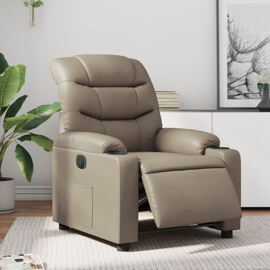 Electric reclining armchair, cappuccino, eco-leather