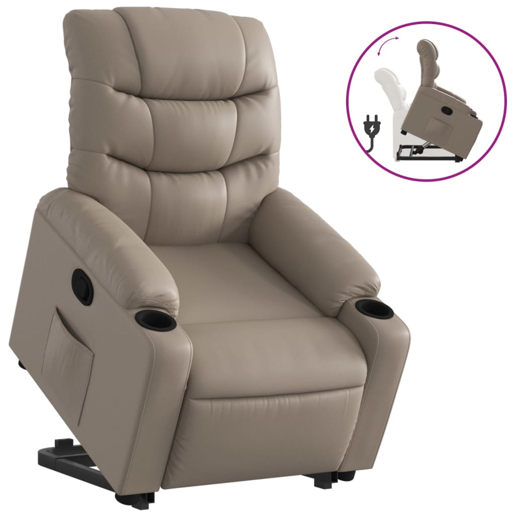 Reclining armchair with lift, cappuccino, eco-leather