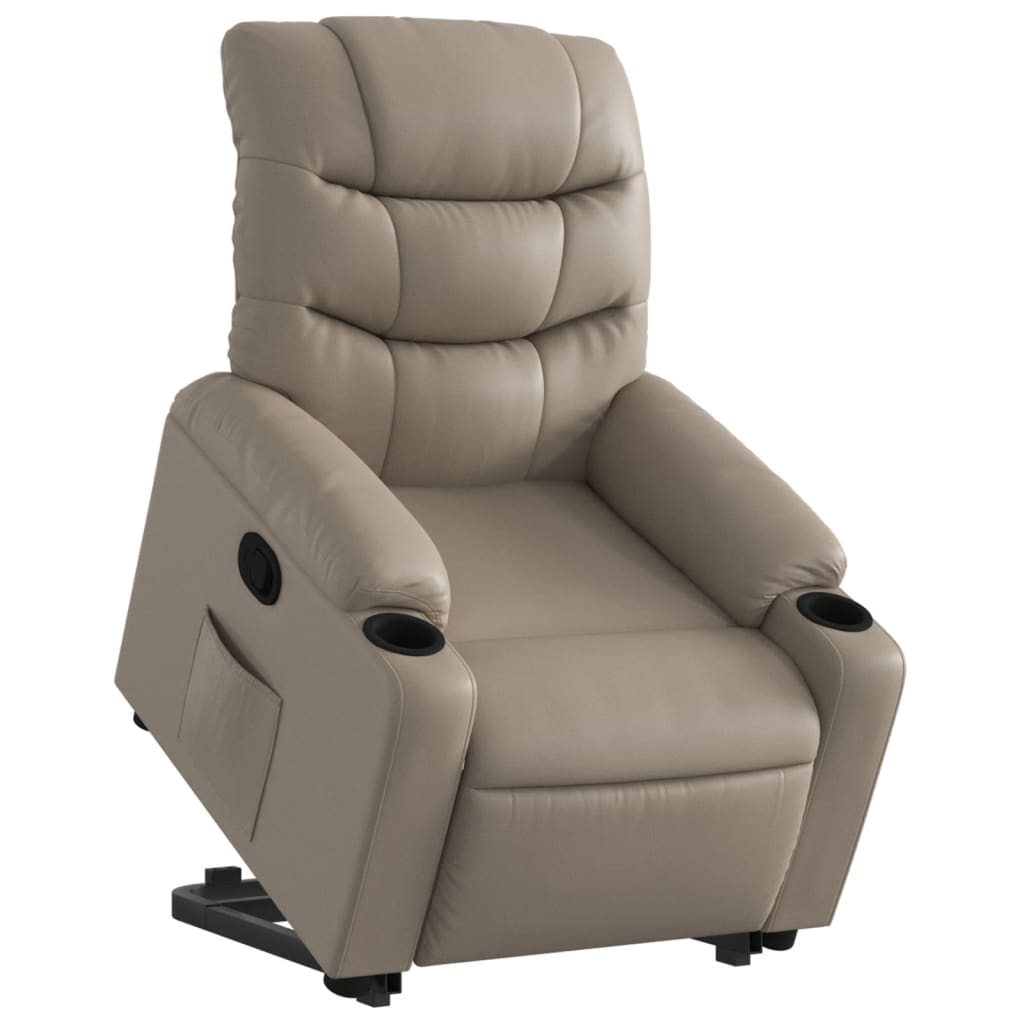 Reclining armchair with lift, cappuccino, eco-leather