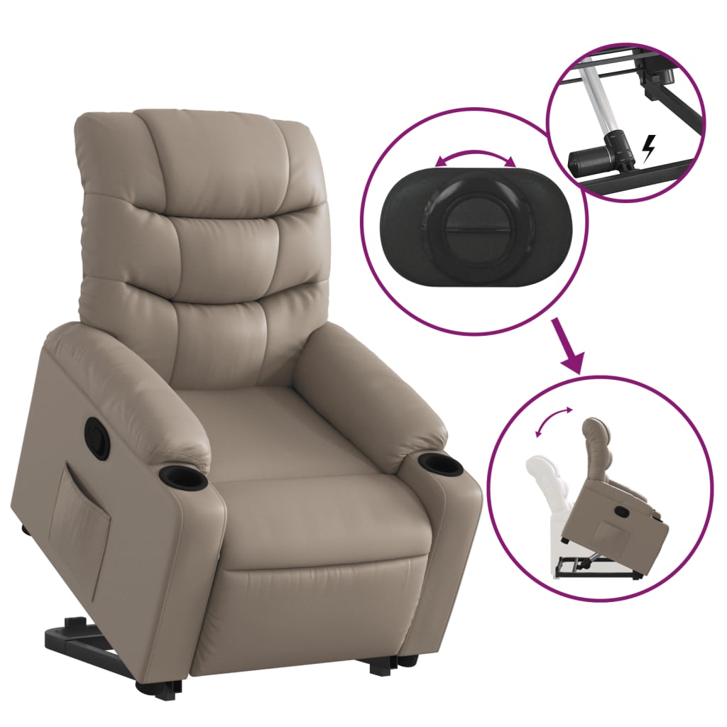 Reclining armchair with lift, cappuccino, eco-leather