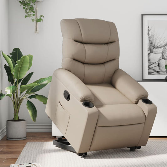 Reclining armchair with lift, cappuccino, eco-leather