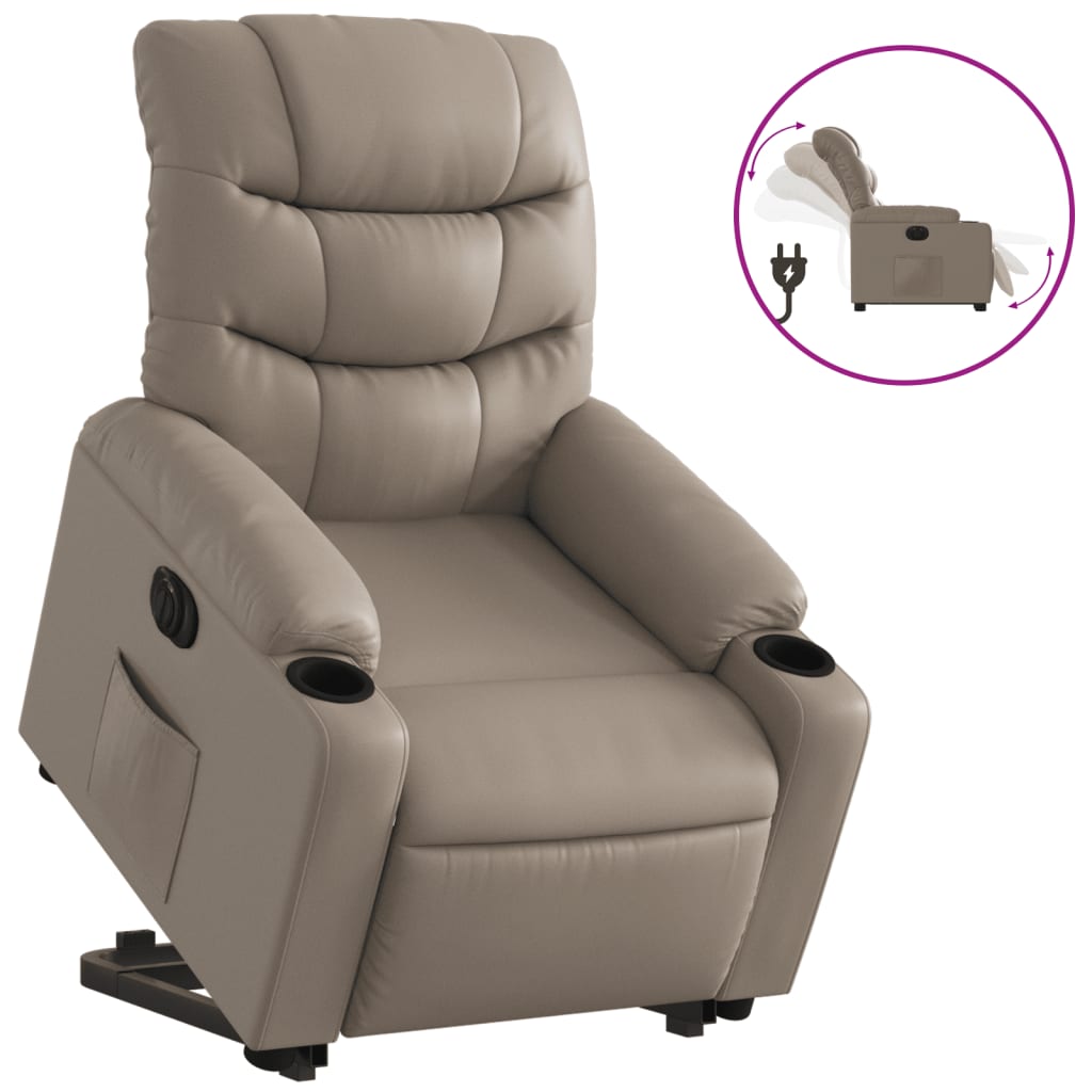 Electric reclining armchair with lift, cappuccino