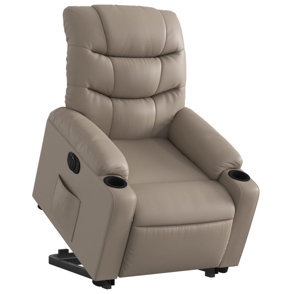 Electric reclining armchair with lift, cappuccino