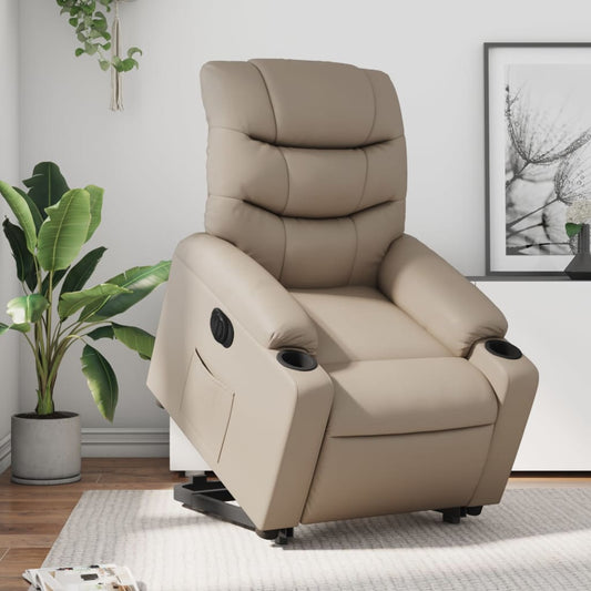 Electric reclining armchair with lift, cappuccino