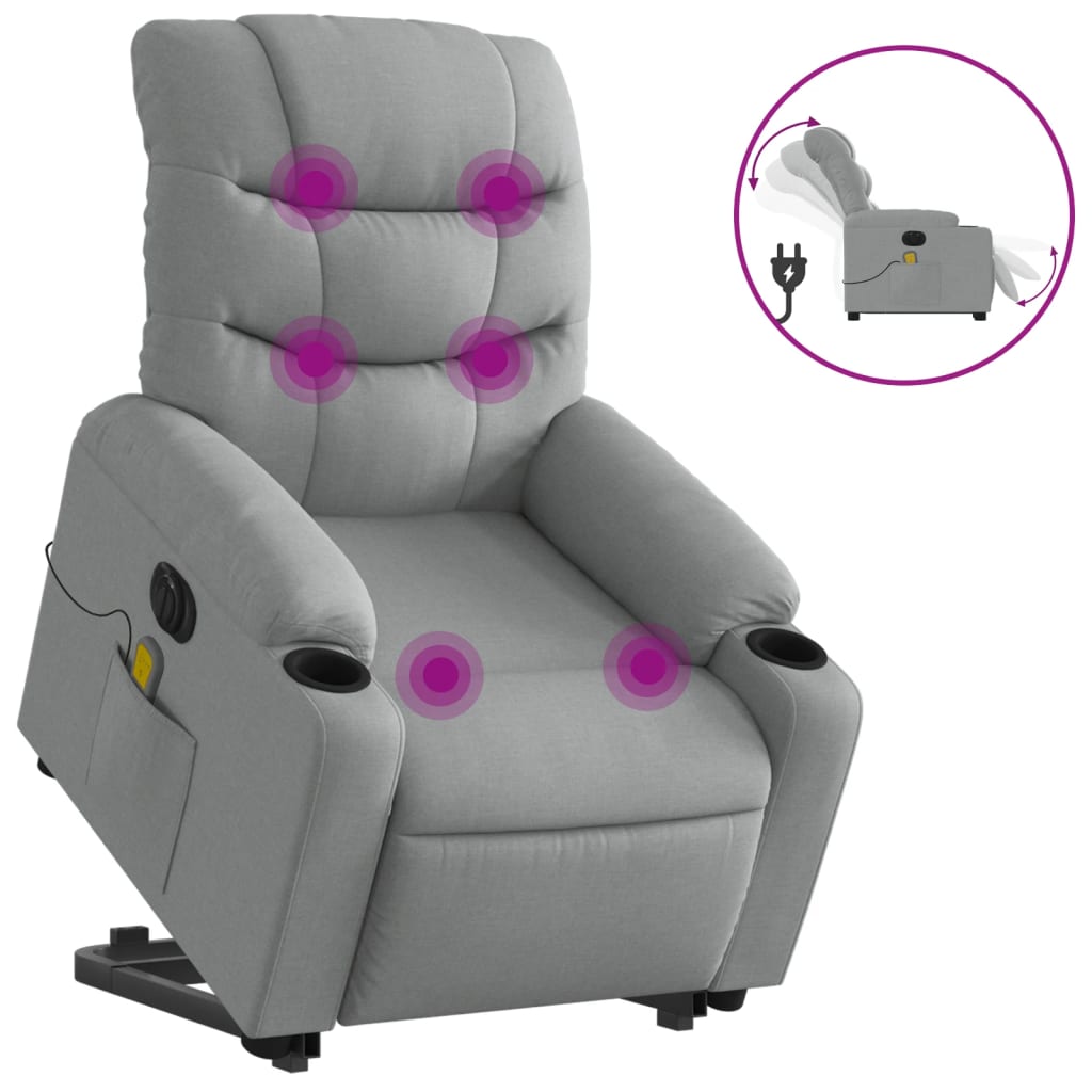 Electric reclining massage chair with lift, dark gray textile