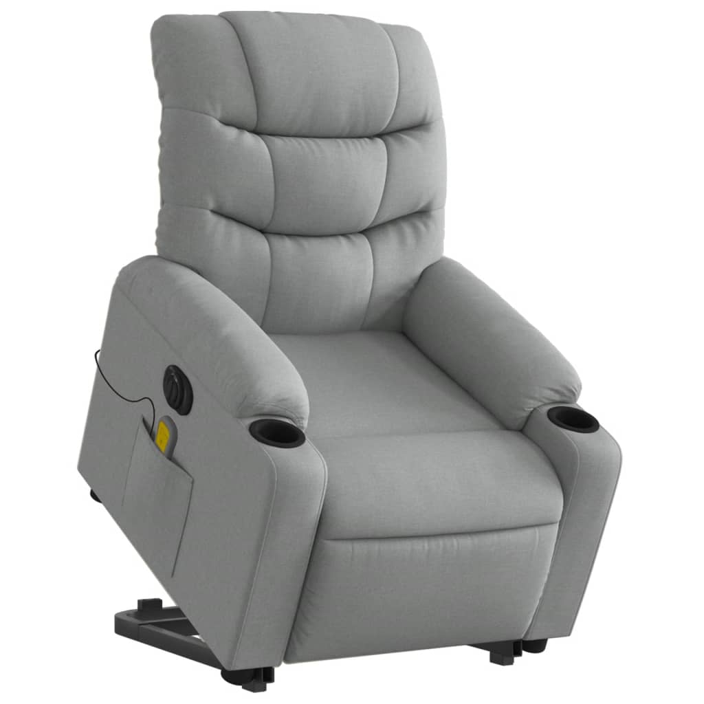 Electric reclining massage chair with lift, dark gray textile