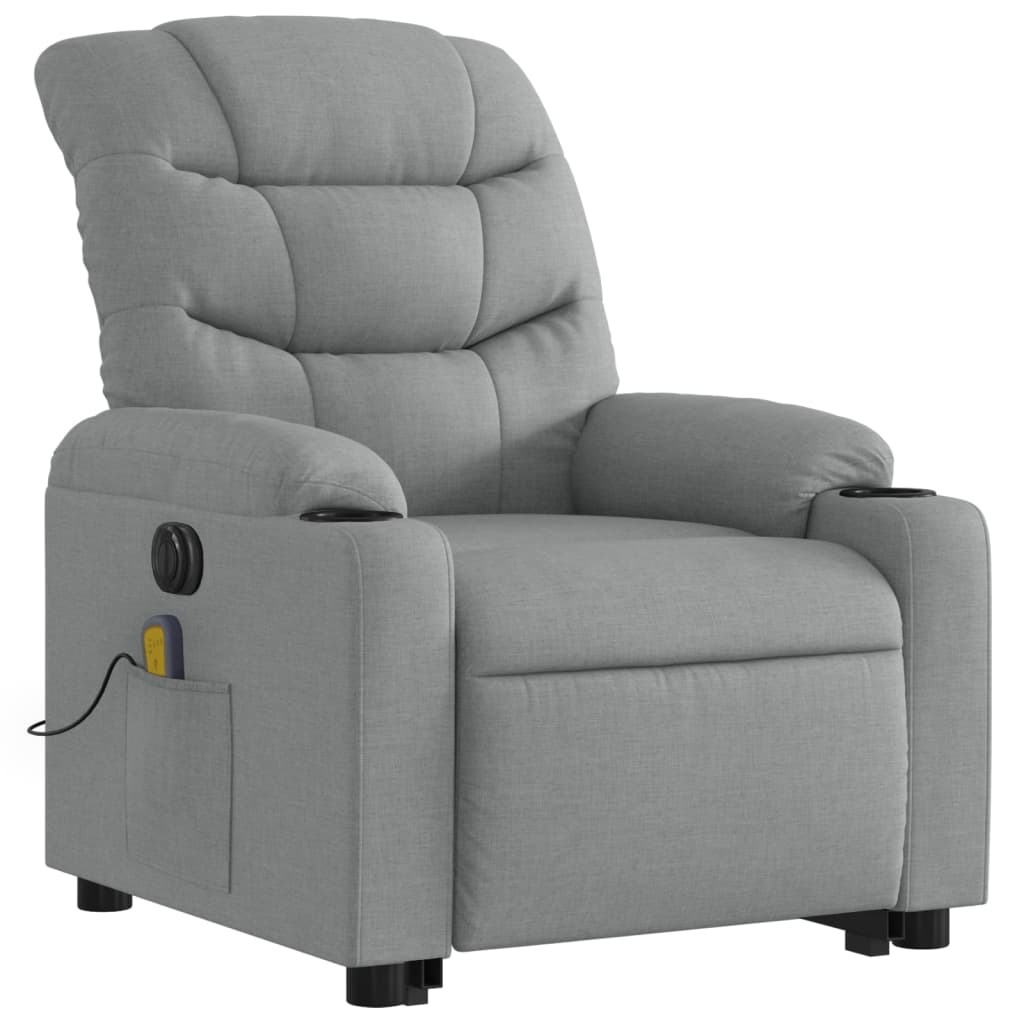 Electric reclining massage chair with lift, dark gray textile