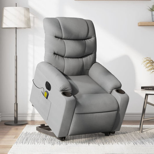 Electric reclining massage chair with lift, dark gray textile