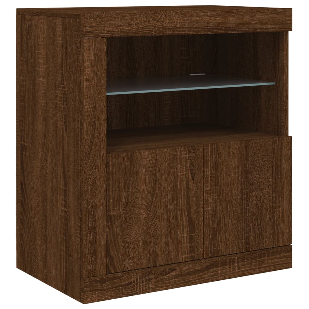 Cabinet with LED lights, brown oak, 283x37x67 cm