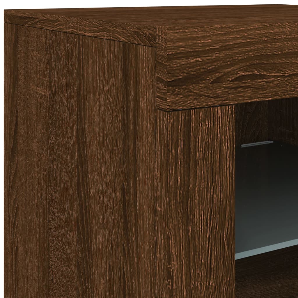 Cabinet with LED lights, brown oak, 283x37x67 cm