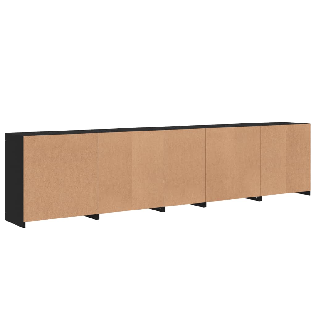 Cabinet with LED lights, black, 283x37x67 cm