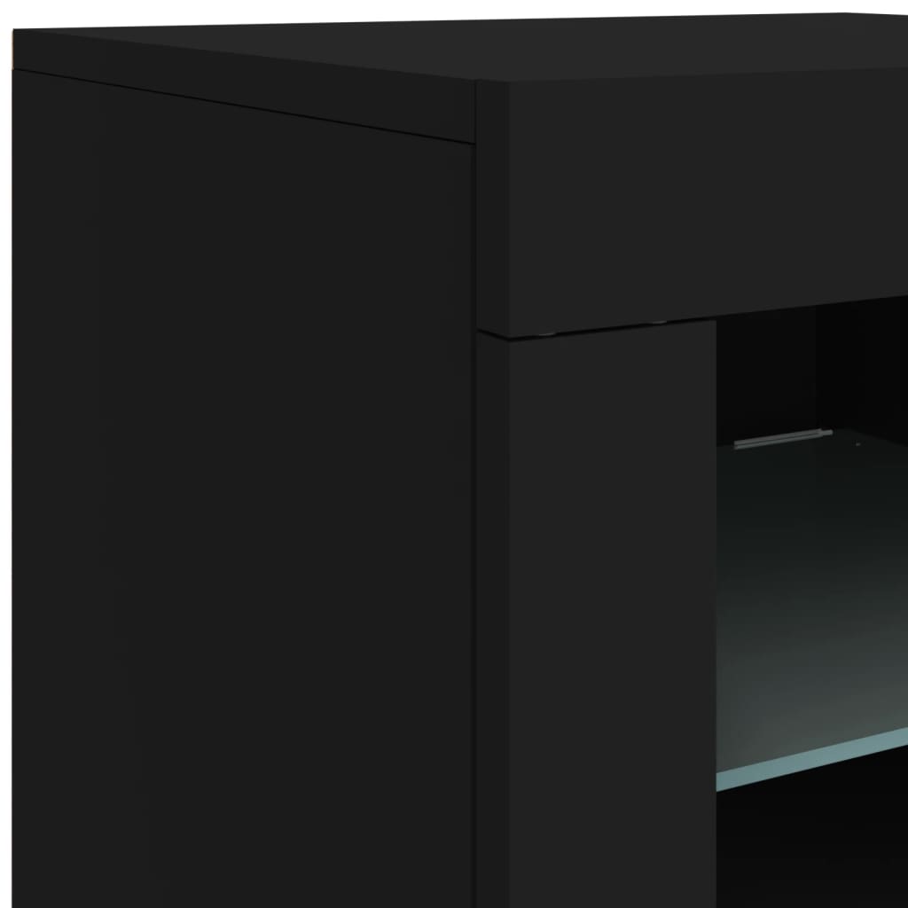 Cabinet with LED lights, black, 283x37x67 cm