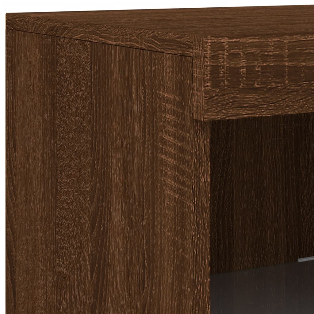 Sideboard with LED lights, 3 pcs., brown oak, engineered wood