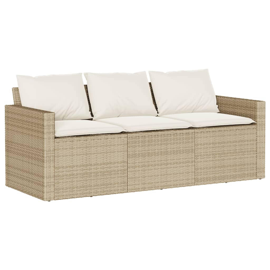 2-piece garden furniture set with cushions, beige, polyrattan