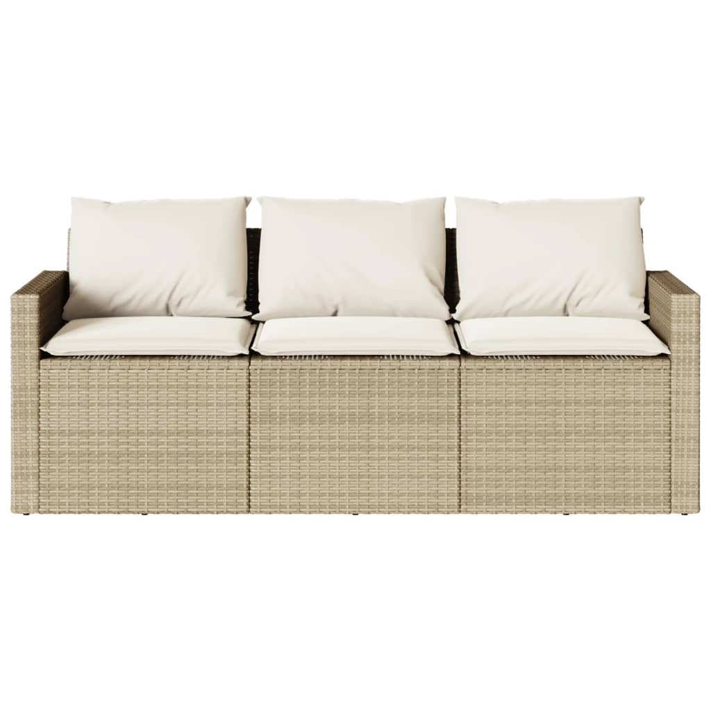 2-piece garden furniture set with cushions, beige, polyrattan