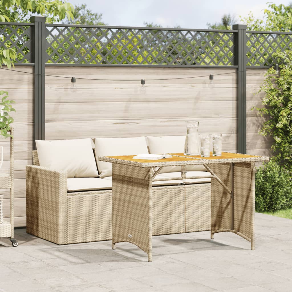 2-piece garden furniture set with cushions, beige, polyrattan