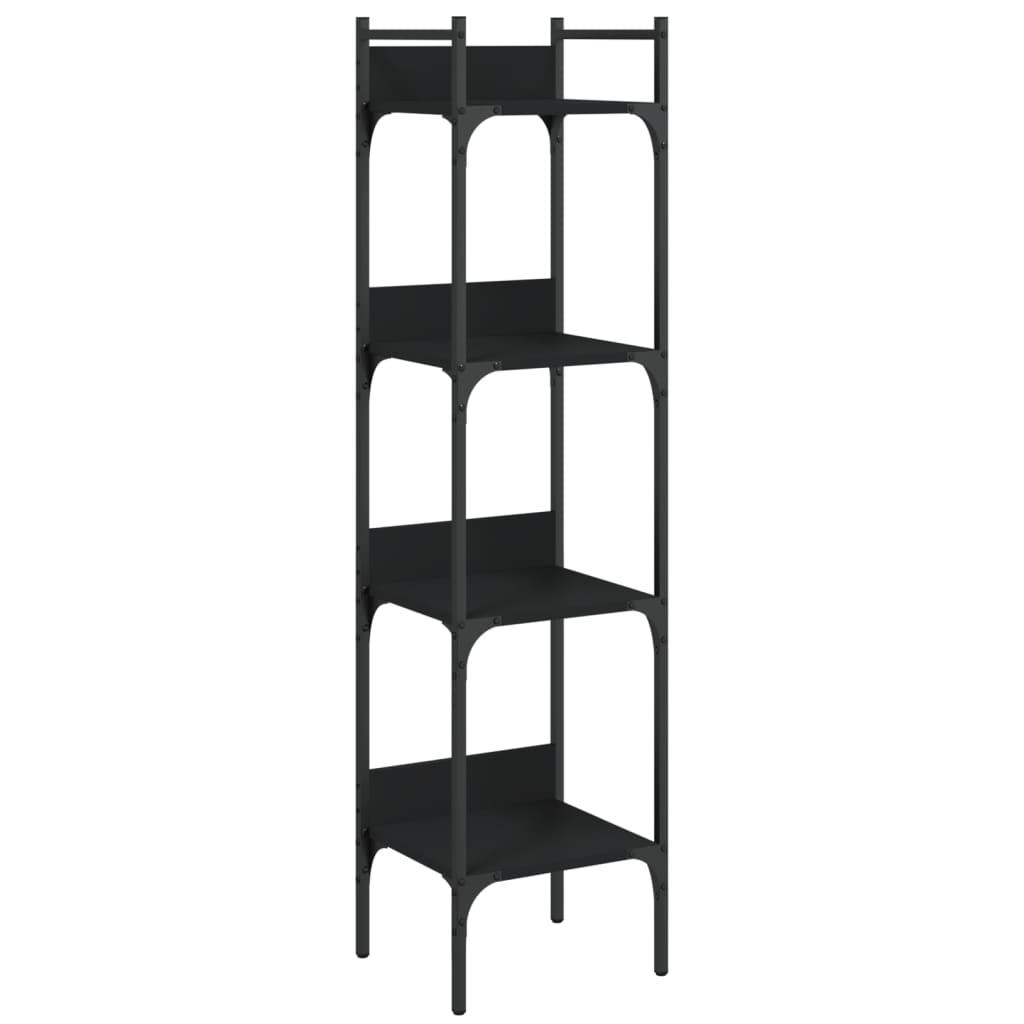 4-tier bookcase, black, 35x30x138.5 cm, processed wood