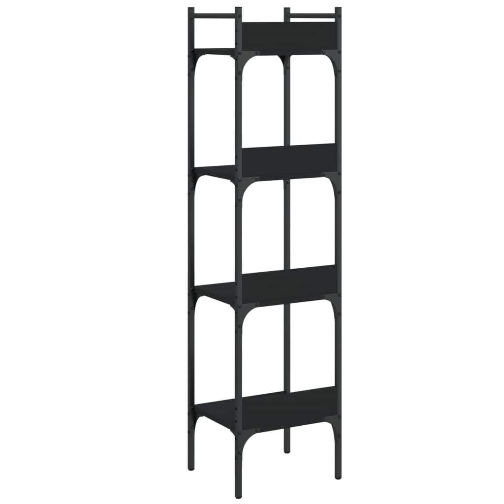 4-tier bookcase, black, 35x30x138.5 cm, processed wood