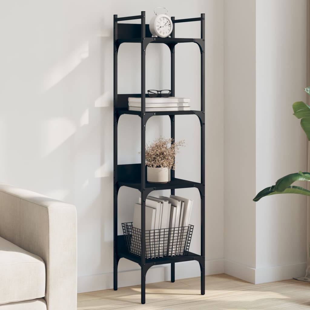 4-tier bookcase, black, 35x30x138.5 cm, processed wood