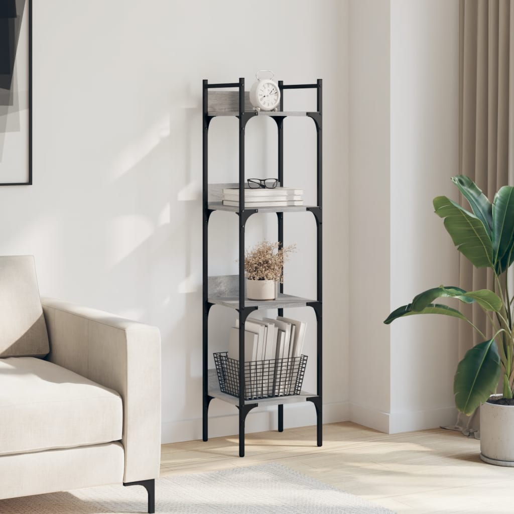 4-tier bookcase, sonoma gray 35x30x138.5 cm engineered wood