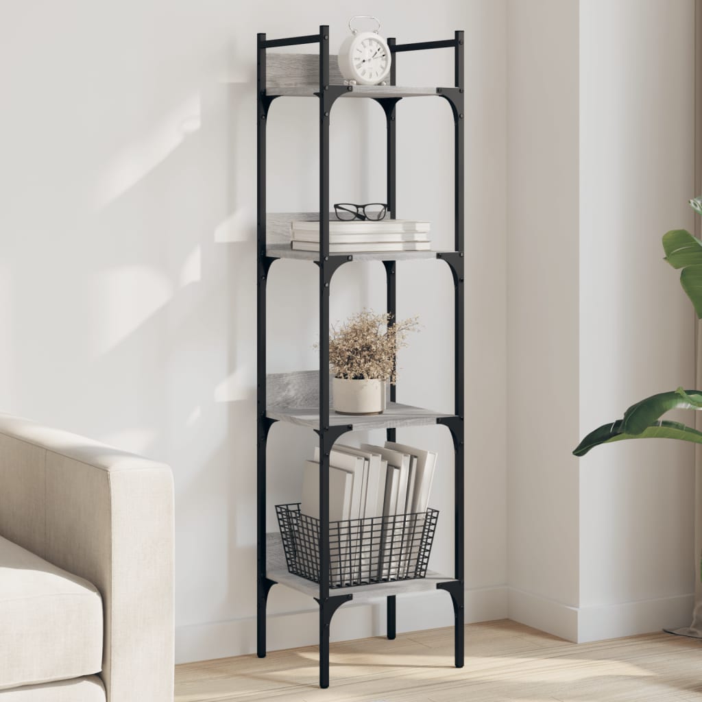 4-tier bookcase, sonoma gray 35x30x138.5 cm engineered wood