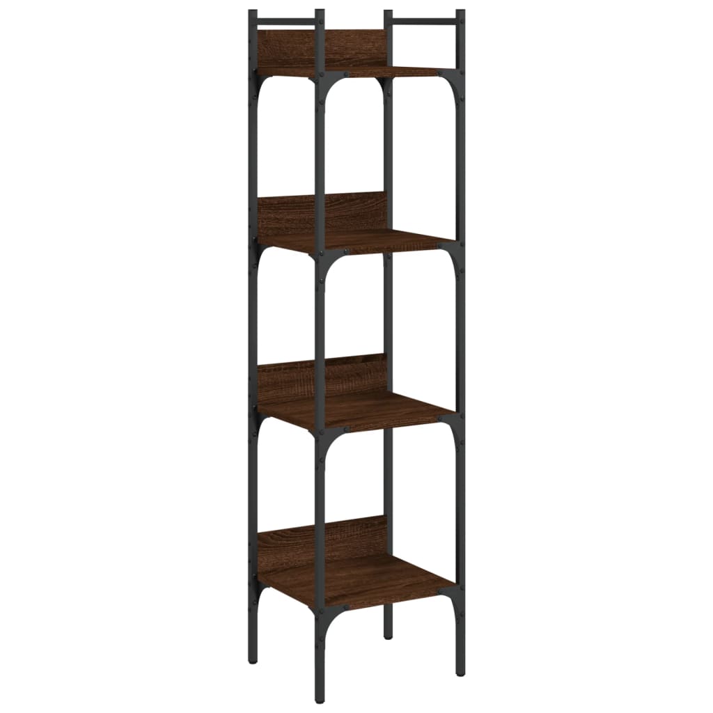 4-tier bookcase, brown oak, 35x30x138.5 cm, processed wood