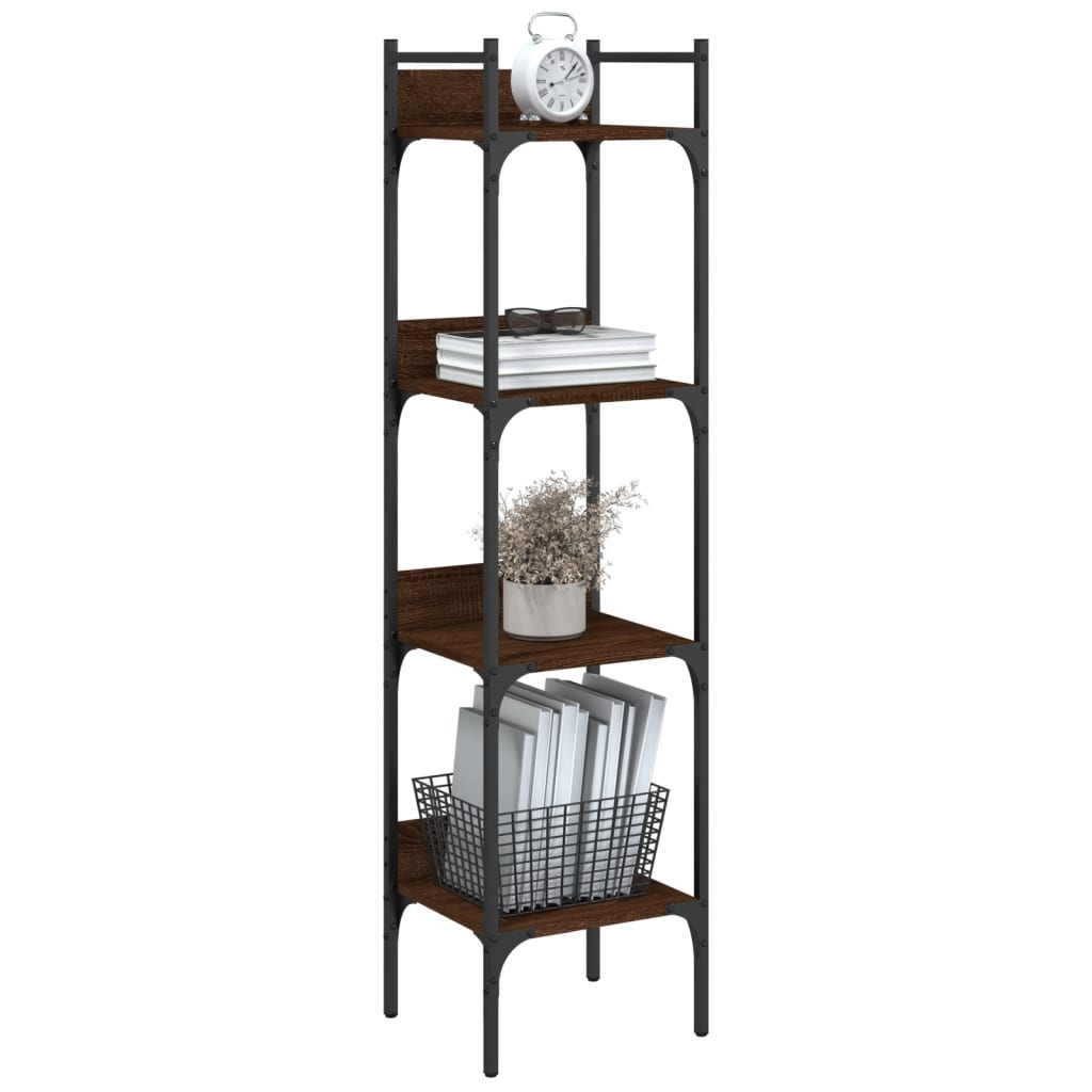 4-tier bookcase, brown oak, 35x30x138.5 cm, processed wood