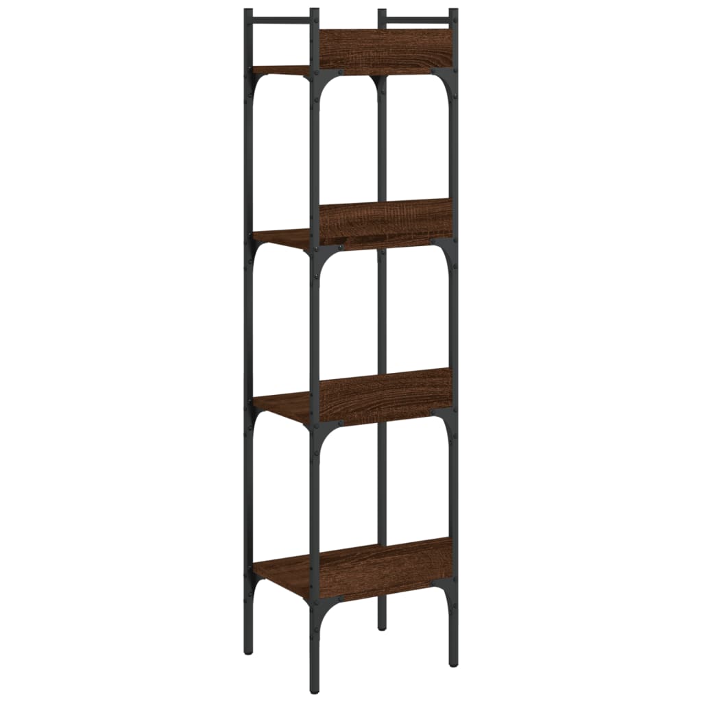 4-tier bookcase, brown oak, 35x30x138.5 cm, processed wood