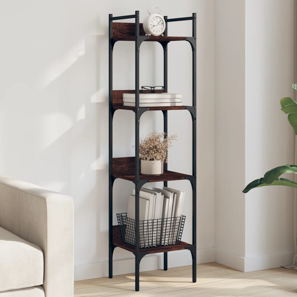 4-tier bookcase, brown oak, 35x30x138.5 cm, processed wood