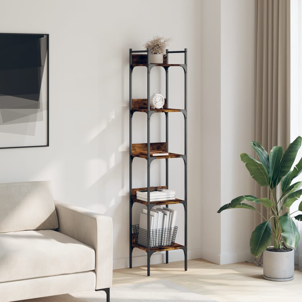 5-tier bookcase smoked oak 35x30x174 cm processed wood