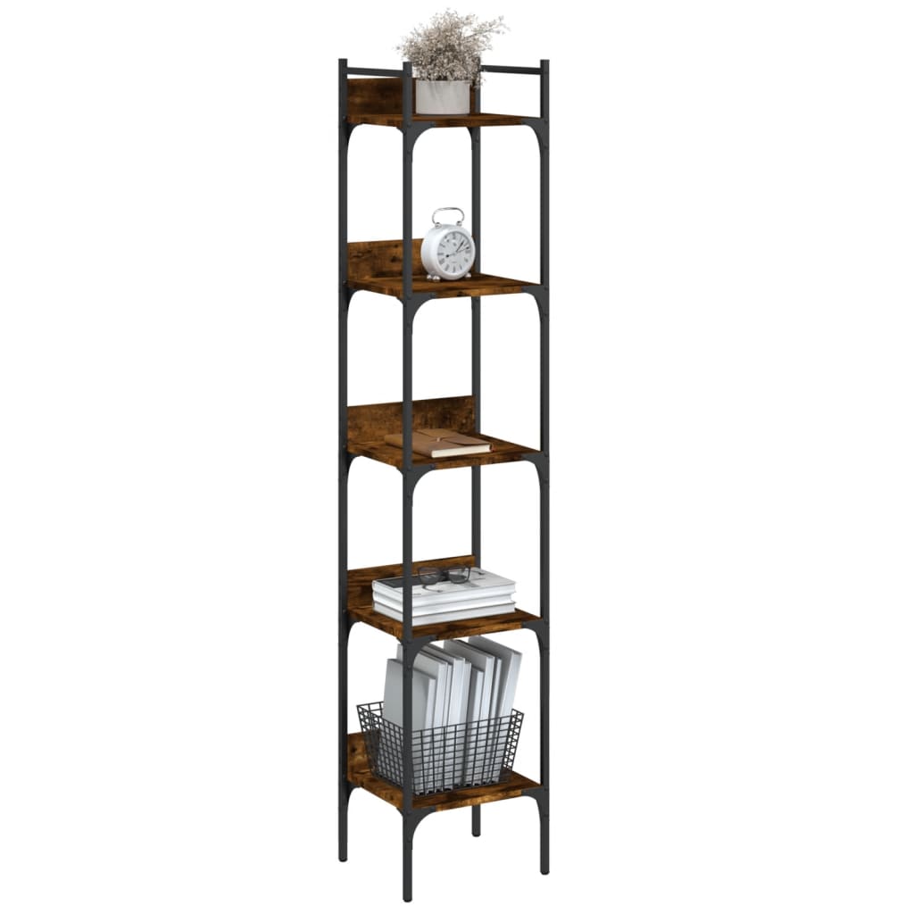 5-tier bookcase smoked oak 35x30x174 cm processed wood