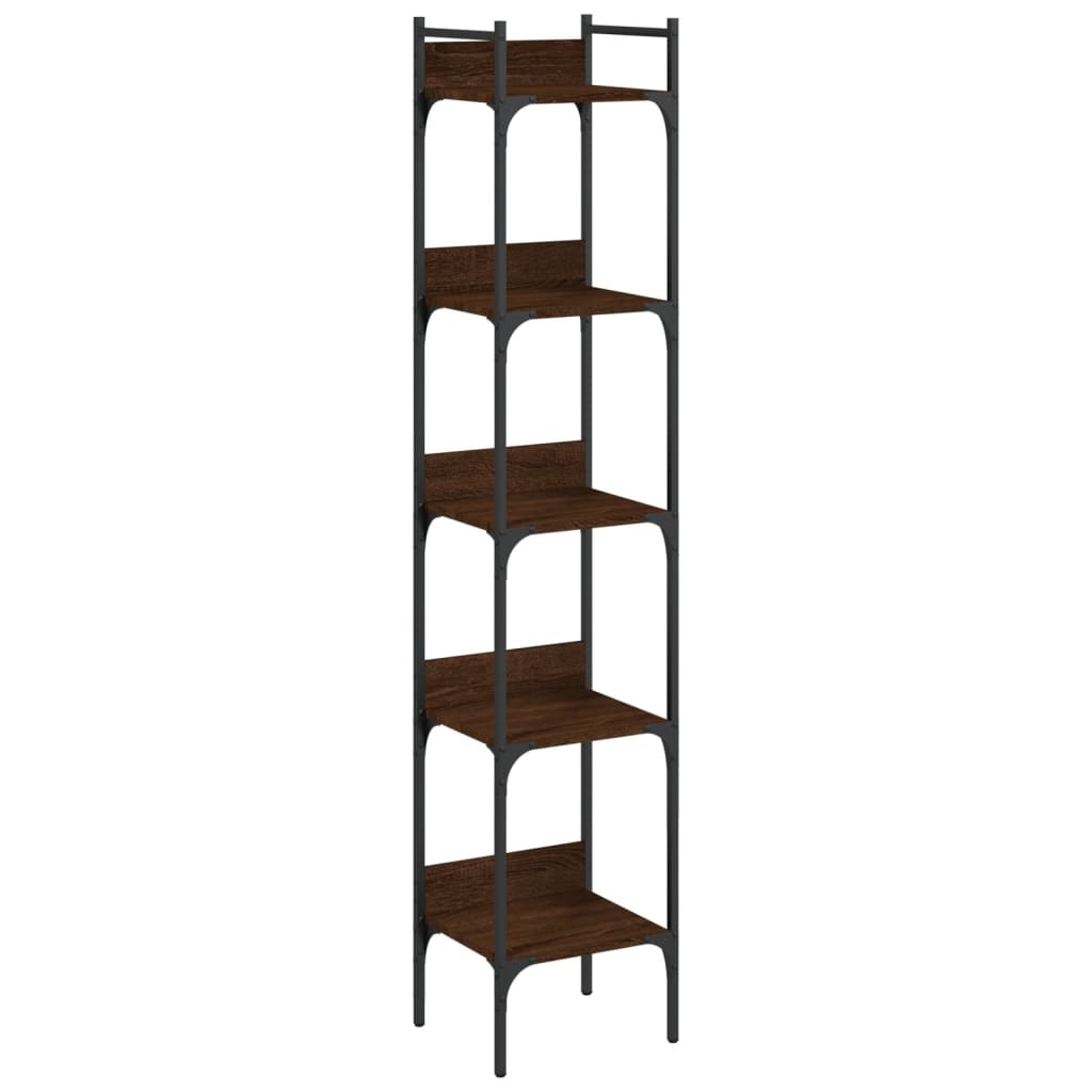 5-tier bookcase, brown oak 35x30x174 cm, processed wood