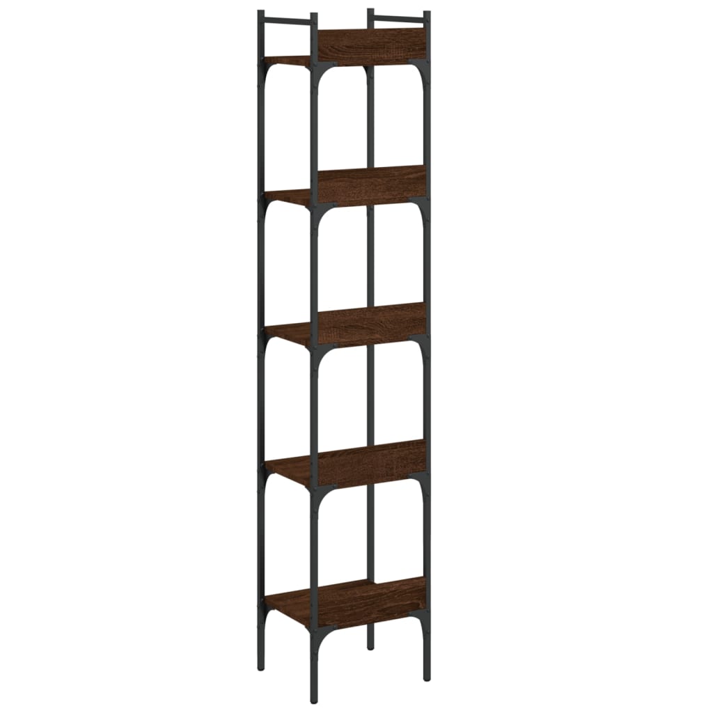 5-tier bookcase, brown oak 35x30x174 cm, processed wood