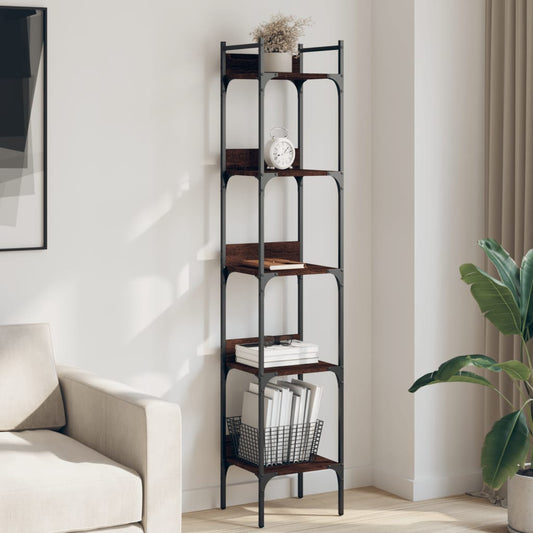 5-tier bookcase, brown oak 35x30x174 cm, processed wood