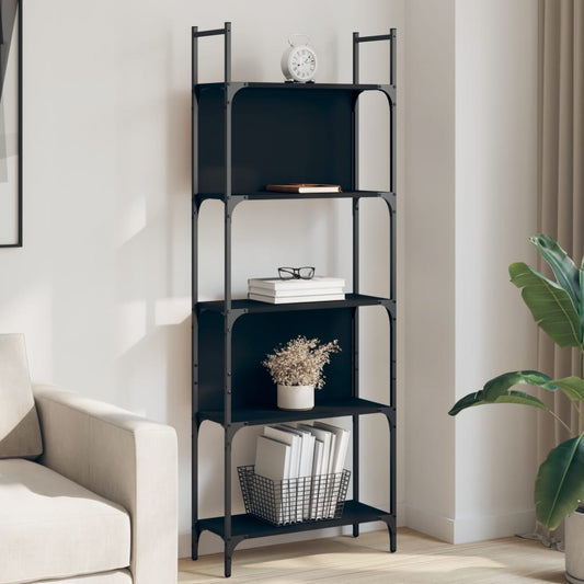 5-tier bookcase, black, 60.5x24x166.5 cm, processed wood