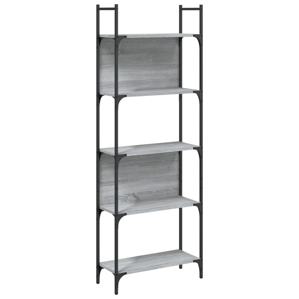 5-tier bookcase, sonoma gray, 60.5x24x166.5 cm