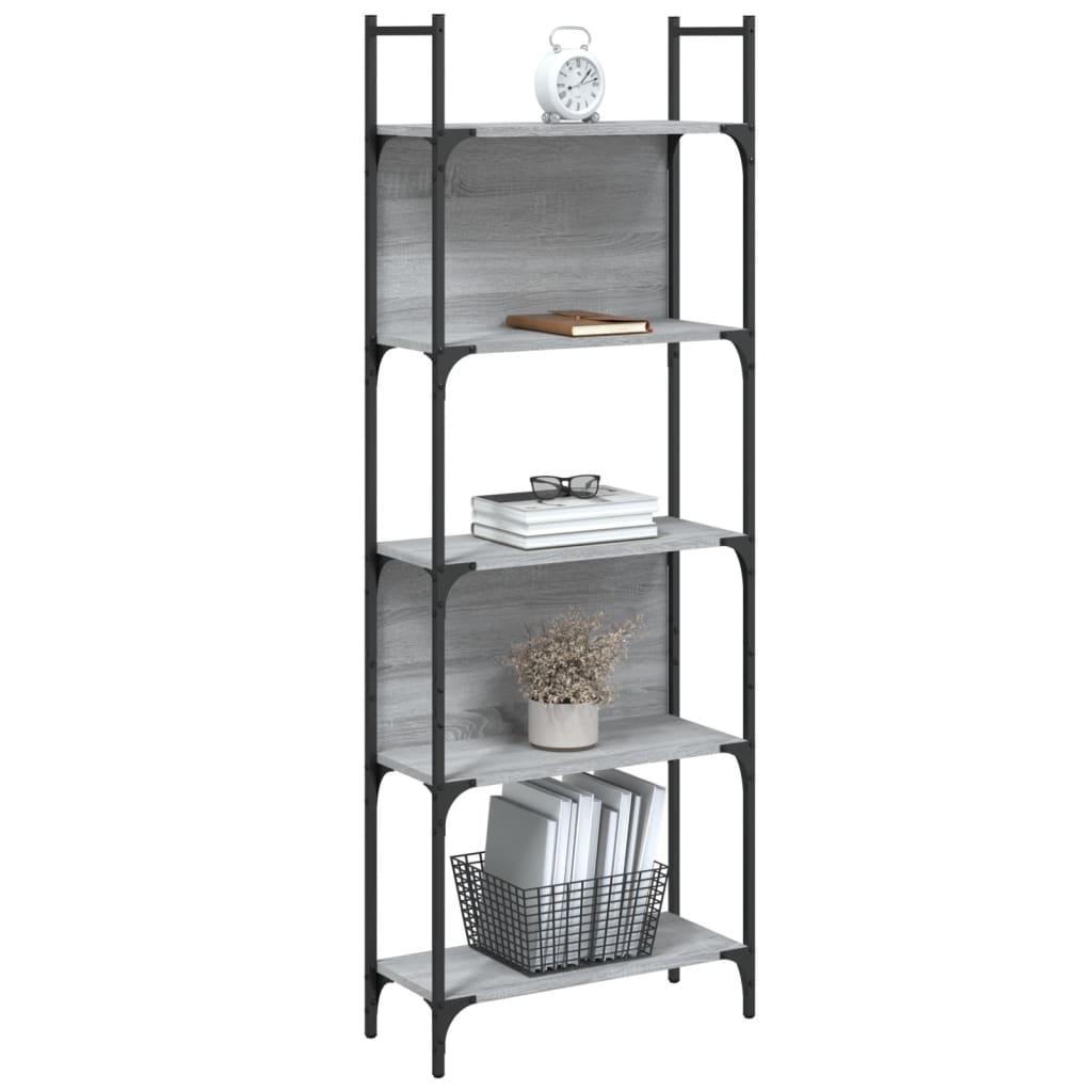 5-tier bookcase, sonoma gray, 60.5x24x166.5 cm