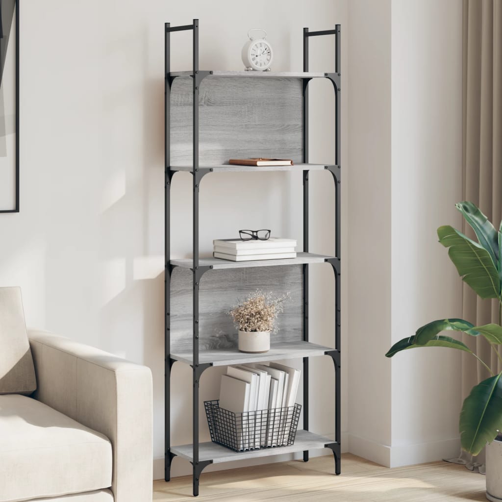 5-tier bookcase, sonoma gray, 60.5x24x166.5 cm