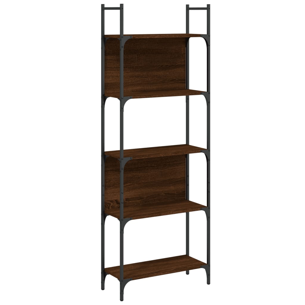 5-tier bookcase, brown oak, 60.5x24x166.5 cm