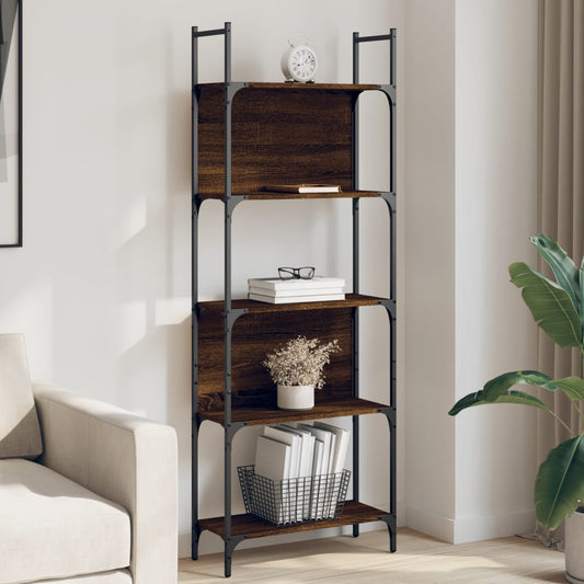 5-tier bookcase, brown oak, 60.5x24x166.5 cm