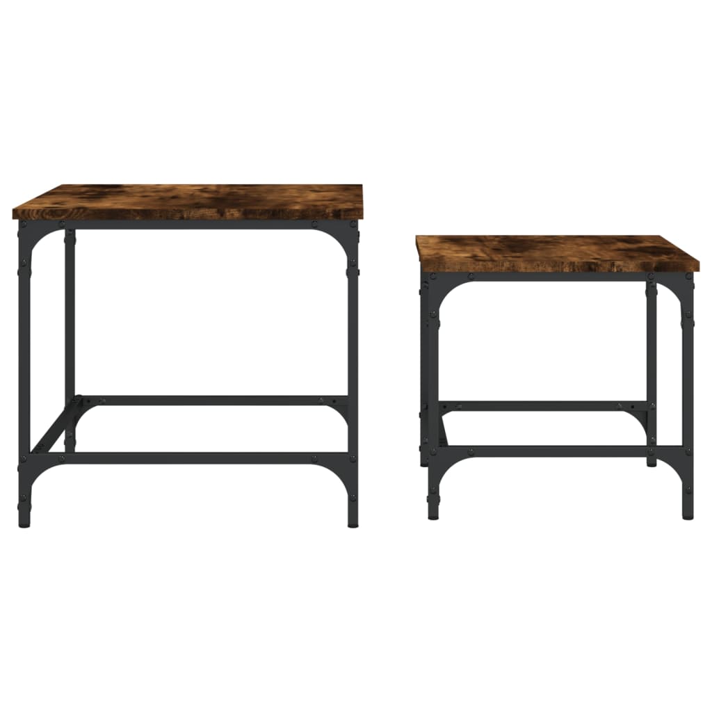 Stackable coffee tables, 2 pcs, smoked oak, engineered wood