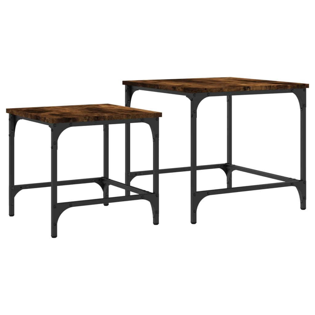 Stackable coffee tables, 2 pcs, smoked oak, engineered wood