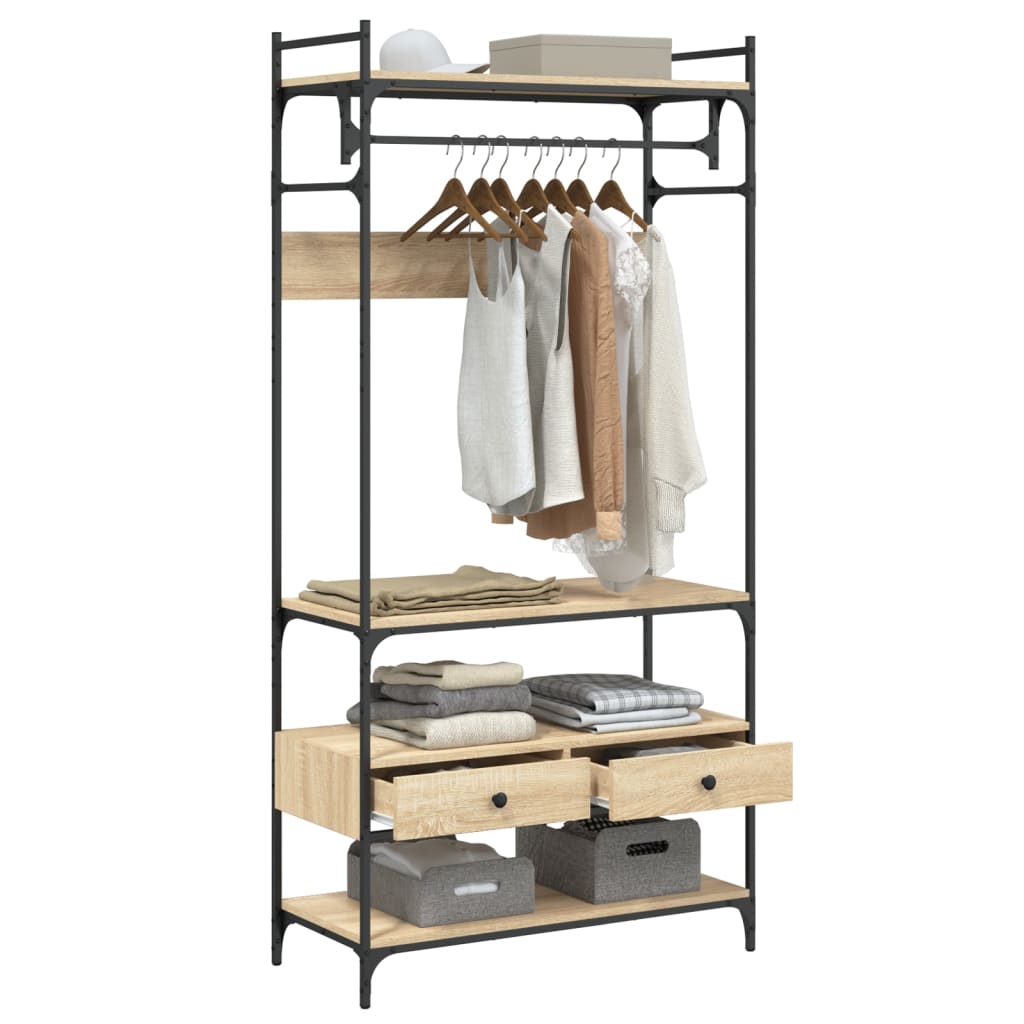 Wardrobe with drawers sonoma oak 89x39x184.5 cm composite wood