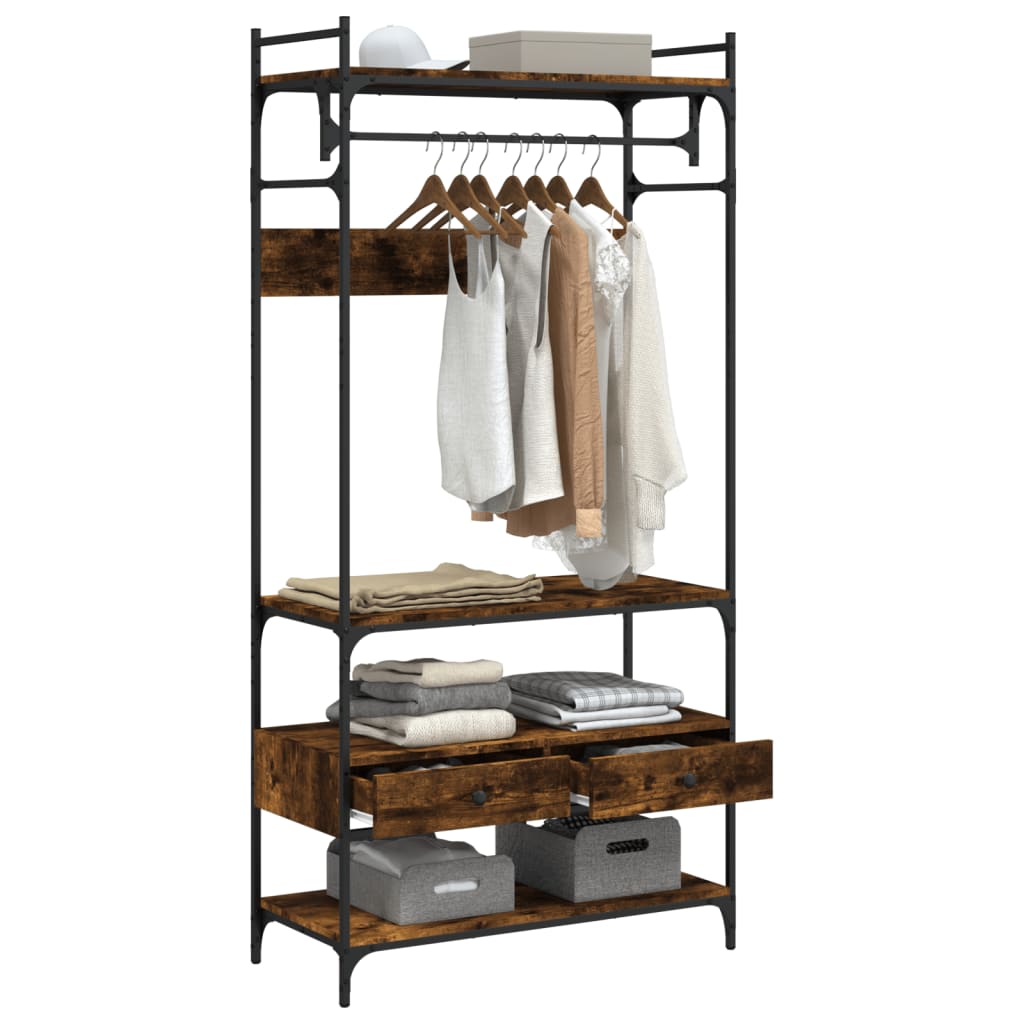 Wardrobe with drawers smoky oak 89x39x184.5 cm composite wood