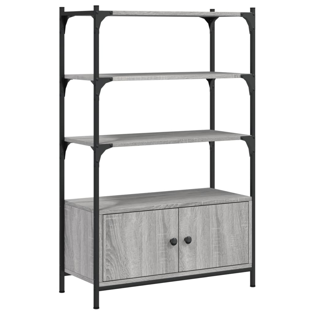 3-tier bookcase, sonoma gray, 70x30x109.5 cm, processed wood