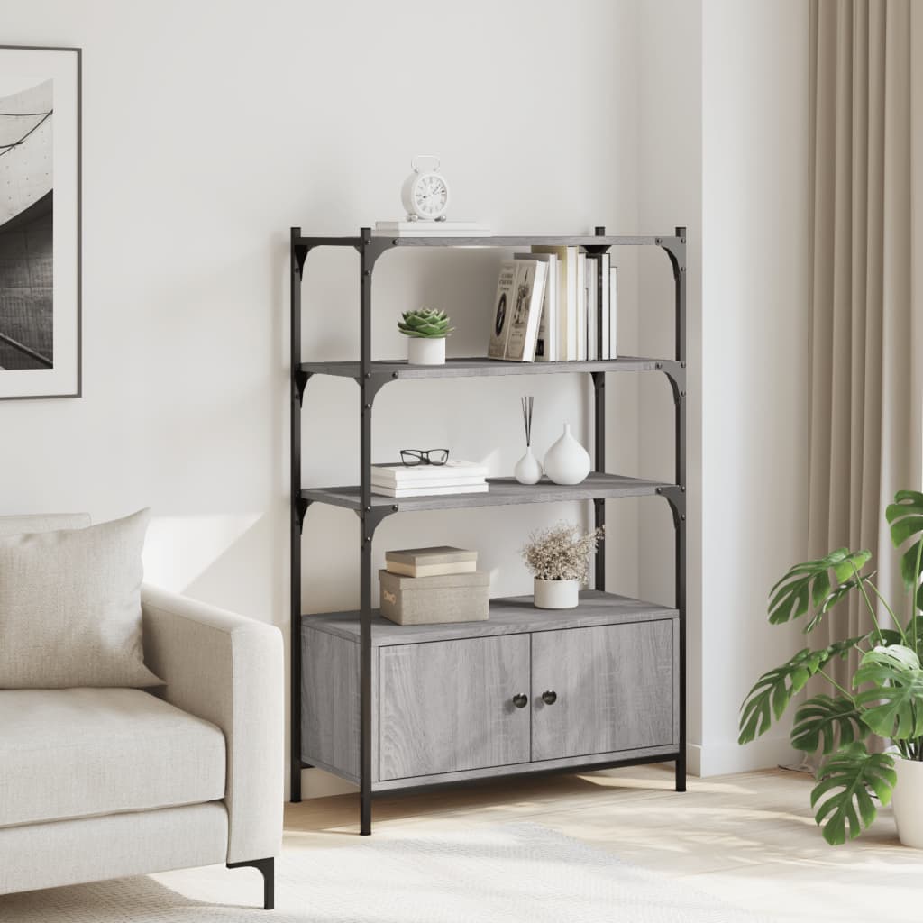 3-tier bookcase, sonoma gray, 70x30x109.5 cm, processed wood