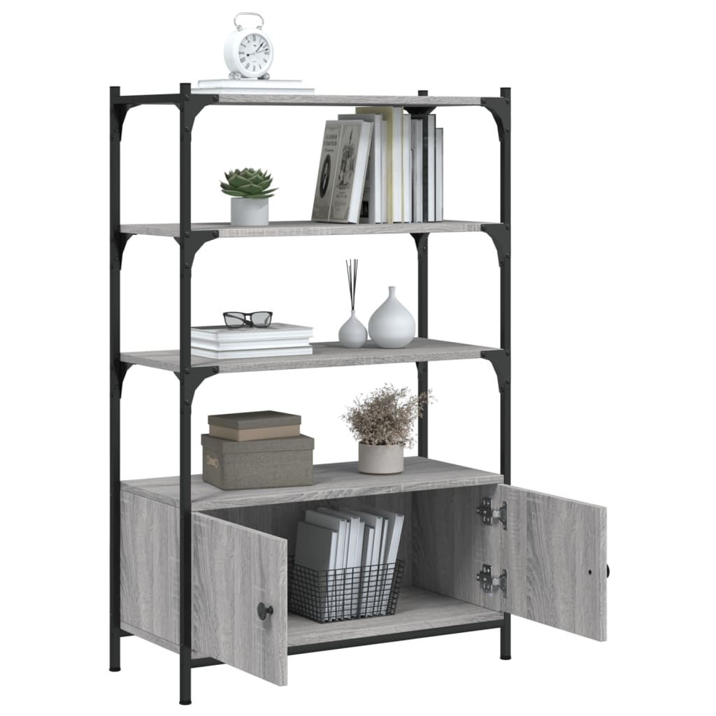 3-tier bookcase, sonoma gray, 70x30x109.5 cm, processed wood