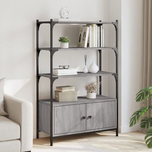 3-tier bookcase, sonoma gray, 70x30x109.5 cm, processed wood