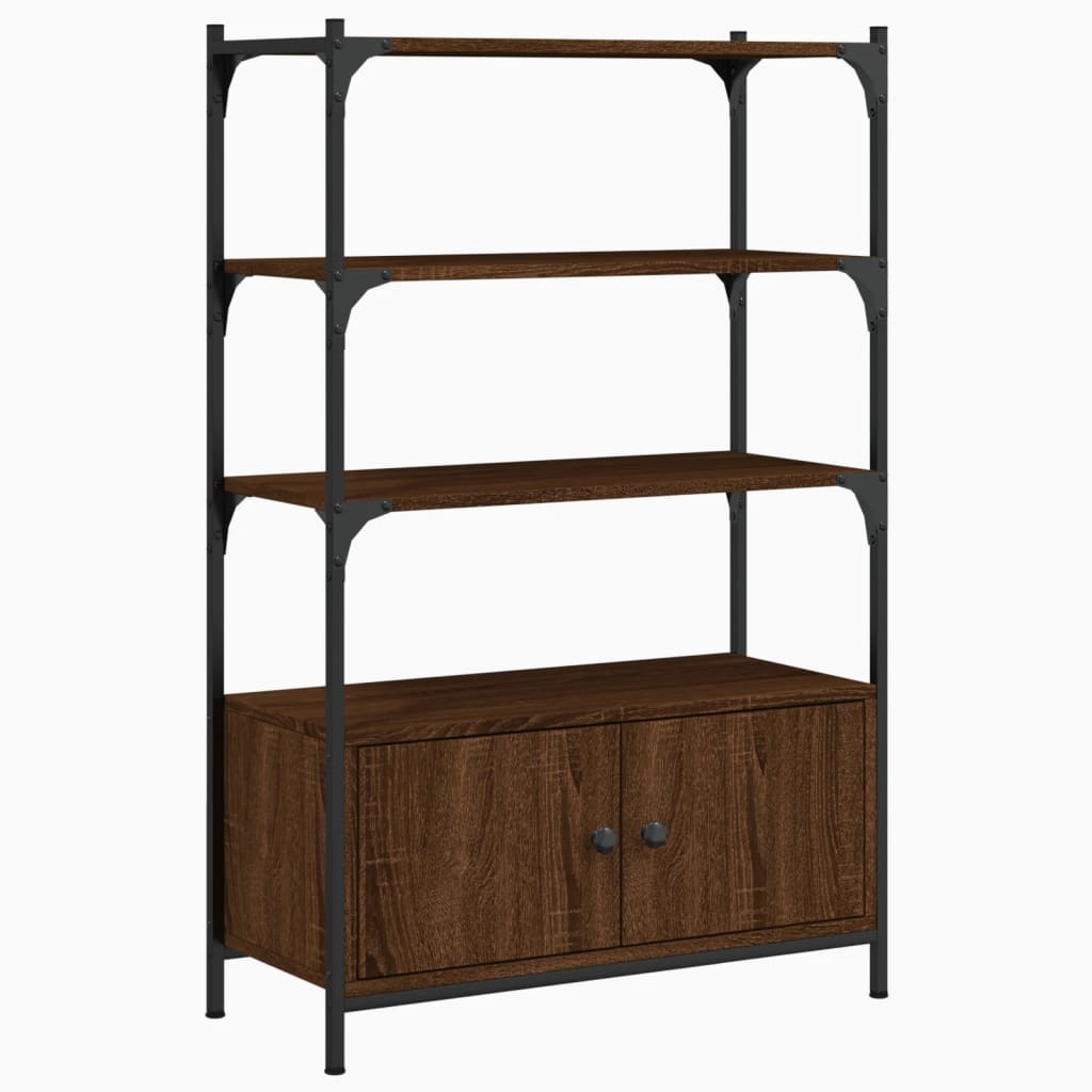 3-tier bookcase, brown oak, 70x30x109.5 cm, processed wood