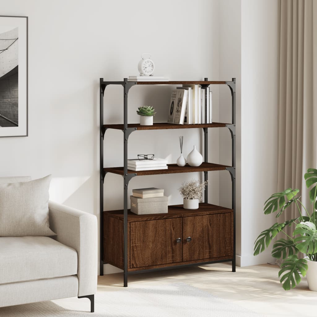 3-tier bookcase, brown oak, 70x30x109.5 cm, processed wood